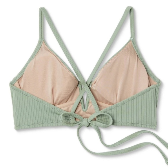 NWT Women's Shade & Shore Ribbed Longline V-Wire Bikini Top - Picture 4 of 5